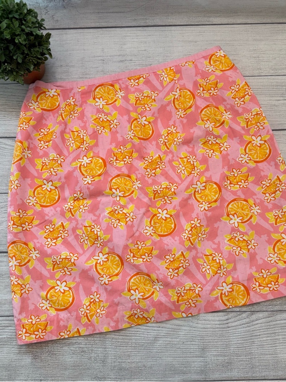 Lilly Pulitzer White Label Pink & Yellow Citrus Print Mini Skirt